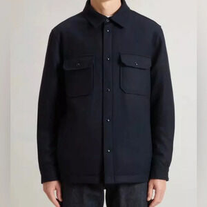 Alaskan Padded Duck Down Italian Wool Blend Melton Blue Overshirt Size Large